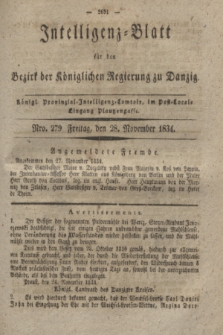 Intelligenz-Blatt für den Bezirk der Königlichen Regierung zu Danzig. 1834, Nro. 279 (28 November)
