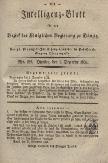 Intelligenz-Blatt für den Bezirk der Königlichen Regierung zu Danzig. 1834, Nro. 282 (2 Dezember) + dod.