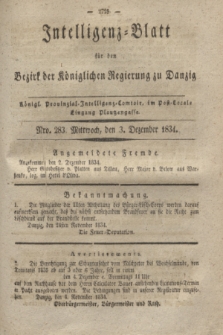 Intelligenz-Blatt für den Bezirk der Königlichen Regierung zu Danzig. 1834, Nro. 283 (3 Dezember)