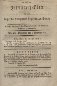 Intelligenz-Blatt für den Bezirk der Königlichen Regierung zu Danzig. 1834, Nro. 284 (4 Dezember)