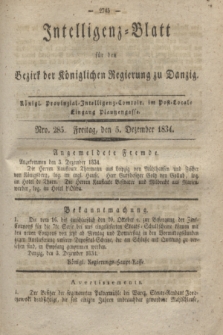 Intelligenz-Blatt für den Bezirk der Königlichen Regierung zu Danzig. 1834, Nro. 285 (5 Dezember)