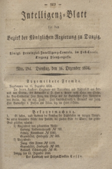 Intelligenz-Blatt für den Bezirk der Königlichen Regierung zu Danzig. 1834, Nro. 294 (16 Dezember)
