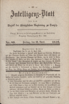 Intelligenz-Blatt für den Bezirk der Königlichen Regierung zu Danzig. 1846, No. 89 (17 April) + dod.