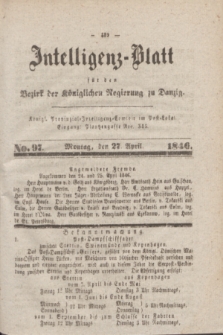 Intelligenz-Blatt für den Bezirk der Königlichen Regierung zu Danzig. 1846, No. 97 (27 April) + dod.