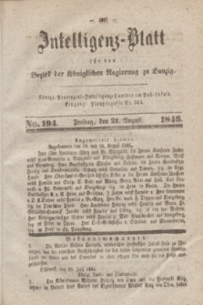 Intelligenz-Blatt für den Bezirk der Königlichen Regierung zu Danzig. 1846, No. 194 (21 August) + dod.