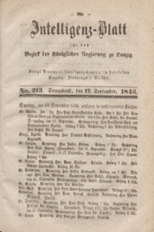 Intelligenz-Blatt für den Bezirk der Königlichen Regierung zu Danzig. 1846, No. 213 (12 September) + dod.