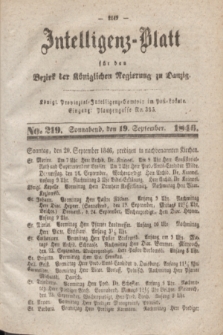 Intelligenz-Blatt für den Bezirk der Königlichen Regierung zu Danzig. 1846, No. 219 (19 September) + dod.