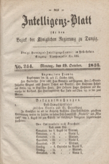 Intelligenz-Blatt für den Bezirk der Königlichen Regierung zu Danzig. 1846, No. 244 (19 October) + dod.