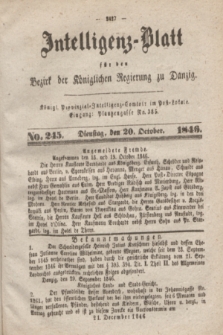Intelligenz-Blatt für den Bezirk der Königlichen Regierung zu Danzig. 1846, No. 245 (20 October) + dod.