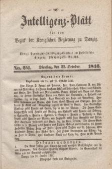 Intelligenz-Blatt für den Bezirk der Königlichen Regierung zu Danzig. 1846, No. 251 (27 October)