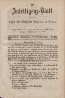 Intelligenz-Blatt für den Bezirk der Königlichen Regierung zu Danzig. 1846, No. 265 (12 November)