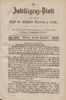 Intelligenz-Blatt für den Bezirk der Königlichen Regierung zu Danzig. 1846, No. 268 (16 November)