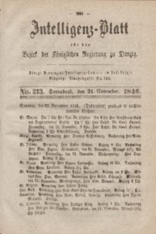 Intelligenz-Blatt für den Bezirk der Königlichen Regierung zu Danzig. 1846, No. 273 (21 November) + dod.