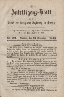 Intelligenz-Blatt für den Bezirk der Königlichen Regierung zu Danzig. 1846, No. 274 (23 November) + dod.