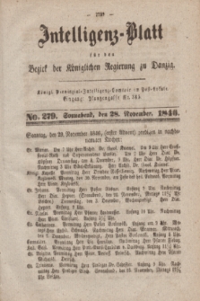 Intelligenz-Blatt für den Bezirk der Königlichen Regierung zu Danzig. 1846, No. 279 (28 November) + dod.