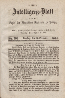 Intelligenz-Blatt für den Bezirk der Königlichen Regierung zu Danzig. 1846, No. 293 (15 December)