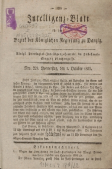 Intelligenz-Blatt für den Bezirk der Königlichen Regierung zu Danzig. 1835, Nro. 229 (1 October) + dod.