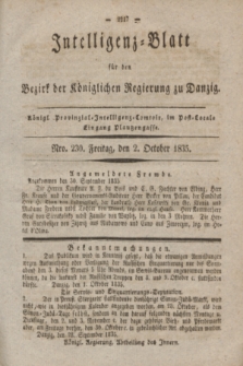 Intelligenz-Blatt für den Bezirk der Königlichen Regierung zu Danzig. 1835, Nro. 230 (2 Oktober)