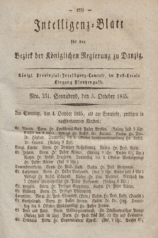 Intelligenz-Blatt für den Bezirk der Königlichen Regierung zu Danzig. 1835, Nro. 231 (3 October) + dod.