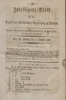 Intelligenz-Blatt für den Bezirk der Königlichen Regierung zu Danzig. 1835, Nro. 232 (5 October) + dod.
