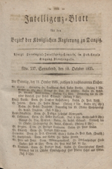 Intelligenz-Blatt für den Bezirk der Königlichen Regierung zu Danzig. 1835, Nro. 237 (10 October) + dod.