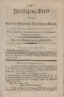 Intelligenz-Blatt für den Bezirk der Königlichen Regierung zu Danzig. 1835, Nro. 240 (14. October) + dod.