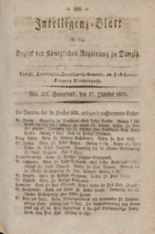 Intelligenz-Blatt für den Bezirk der Königlichen Regierung zu Danzig. 1835, Nro. 243 (17 October)