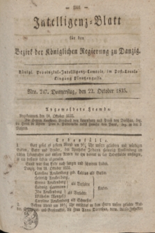 Intelligenz-Blatt für den Bezirk der Königlichen Regierung zu Danzig. 1835, Nro. 247 (22. October)