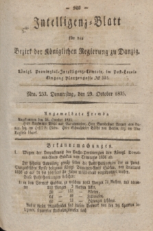 Intelligenz-Blatt für den Bezirk der Königlichen Regierung zu Danzig. 1835, Nro. 253 (29 October)