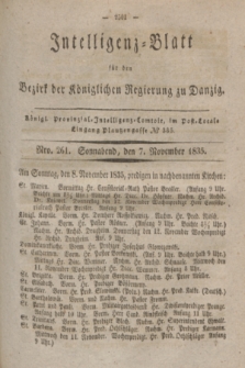 Intelligenz-Blatt für den Bezirk der Königlichen Regierung zu Danzig. 1835, Nro. 261 (7 November) + dod.