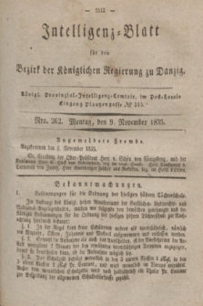 Intelligenz-Blatt für den Bezirk der Königlichen Regierung zu Danzig. 1835, Nro. 262 (9 November)