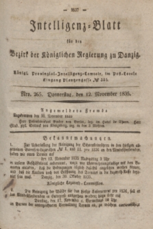Intelligenz-Blatt für den Bezirk der Königlichen Regierung zu Danzig. 1835, Nro. 265 (12 November)
