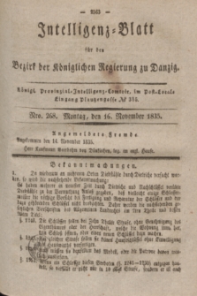 Intelligenz-Blatt für den Bezirk der Königlichen Regierung zu Danzig. 1835, Nro. 268 (16 November)