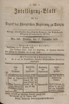 Intelligenz-Blatt für den Bezirk der Königlichen Regierung zu Danzig. 1835, Nro. 269 (17 November)