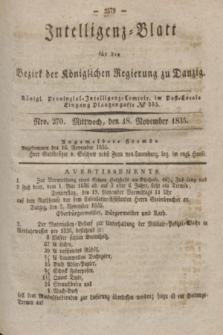 Intelligenz-Blatt für den Bezirk der Königlichen Regierung zu Danzig. 1835, Nro. 270 (18 November)