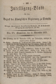 Intelligenz-Blatt für den Bezirk der Königlichen Regierung zu Danzig. 1835, Nro. 273 (21 November) + dod.