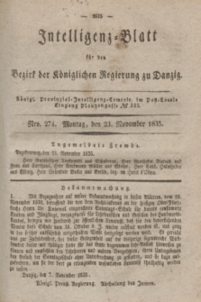 Intelligenz-Blatt für den Bezirk der Königlichen Regierung zu Danzig. 1835, Nro. 274 (23 November)