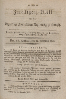 Intelligenz-Blatt für den Bezirk der Königlichen Regierung zu Danzig. 1835, Nro. 275 (24 November)