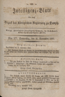 Intelligenz-Blatt für den Bezirk der Königlichen Regierung zu Danzig. 1835, Nro. 277 (26 November)