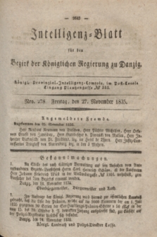 Intelligenz-Blatt für den Bezirk der Königlichen Regierung zu Danzig. 1835, Nro. 278 (27 November)