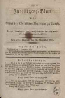 Intelligenz-Blatt für den Bezirk der Königlichen Regierung zu Danzig. 1835, Nro. 280 (30 November)