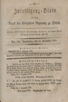 Intelligenz-Blatt für den Bezirk der Königlichen Regierung zu Danzig. 1835, Nro. 289 (10 Dezember)