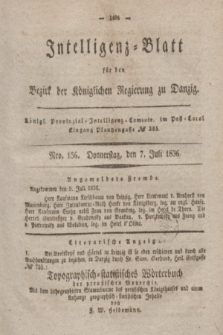 Intelligenz-Blatt für den Bezirk der Königlichen Regierung zu Danzig. 1836, Nro. 156 (7 Juli)