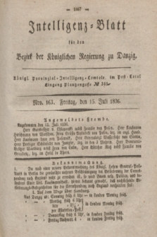 Intelligenz-Blatt für den Bezirk der Königlichen Regierung zu Danzig. 1836, Nro. 163 (15. Juli)