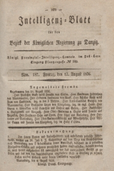 Intelligenz-Blatt für den Bezirk der Königlichen Regierung zu Danzig. 1836, Nro. 187 (12 August)