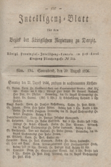 Intelligenz-Blatt für den Bezirk der Königlichen Regierung zu Danzig. 1836, Nro. 194 (20 August) + dod.