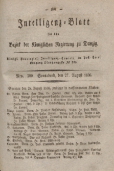 Intelligenz-Blatt für den Bezirk der Königlichen Regierung zu Danzig. 1836, Nro. 200 (27 August) + dod.