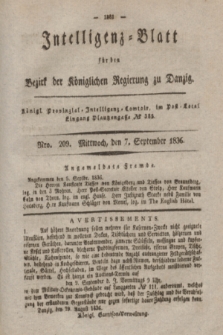 Intelligenz-Blatt für den Bezirk der Königlichen Regierung zu Danzig. 1836, Nro. 209 (7 September) + dod.