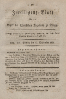 Intelligenz-Blatt für den Bezirk der Königlichen Regierung zu Danzig. 1836, Nro. 213 (12 September)