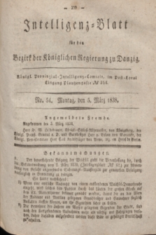 Intelligenz-Blatt für den Bezirk der Königlichen Regierung zu Danzig. 1838, No. 54 (5 März)